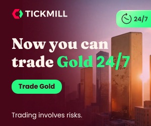Tickmill official broker promotion banner for lowest gold spreadsβ